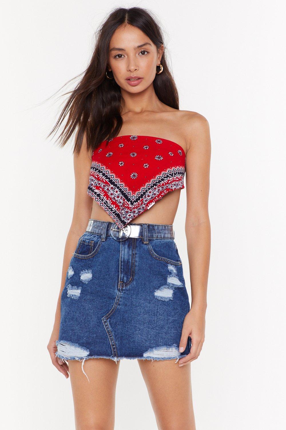Couldn t Have Shred It Better Distressed Denim Skirt Nasty Gal